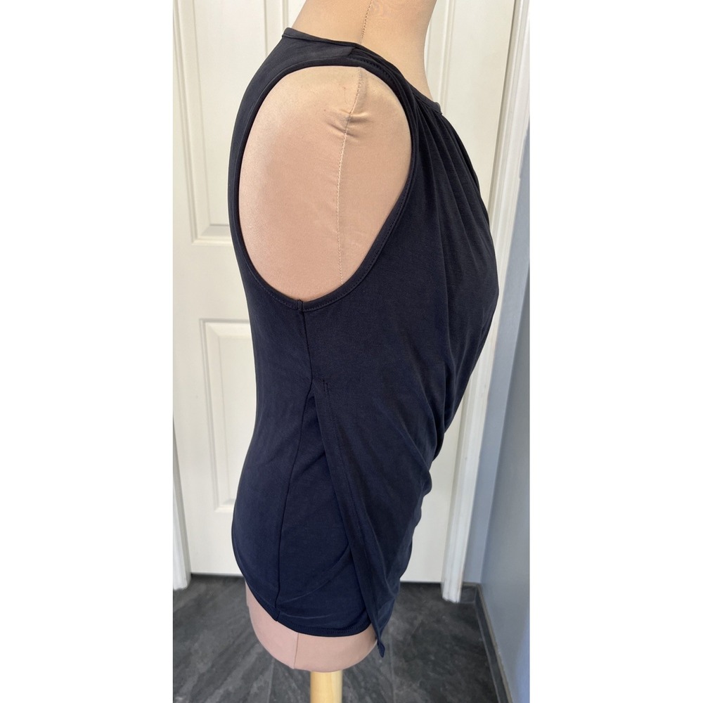 Anthropologie Deletta Wrap Sleeveless Tank Top Steel Gray Size XS Ruched Stretch - Picture 6 of 9